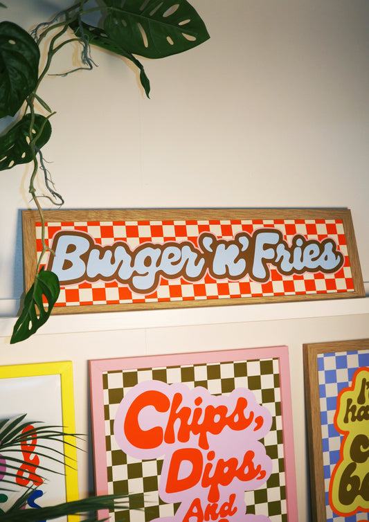 Burger & Fries Framed Rectangle Print