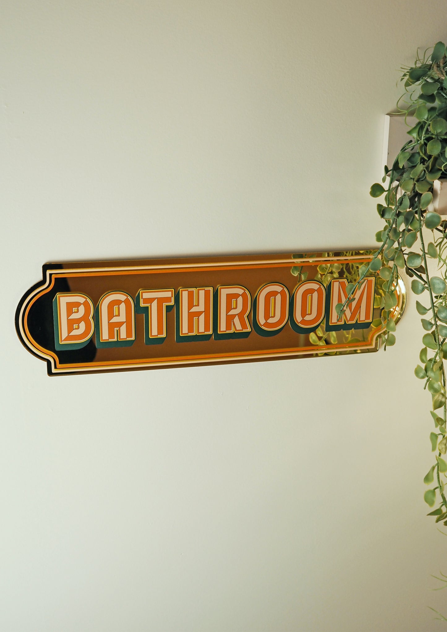 Bathroom Rectangle Sign - Warm Gold