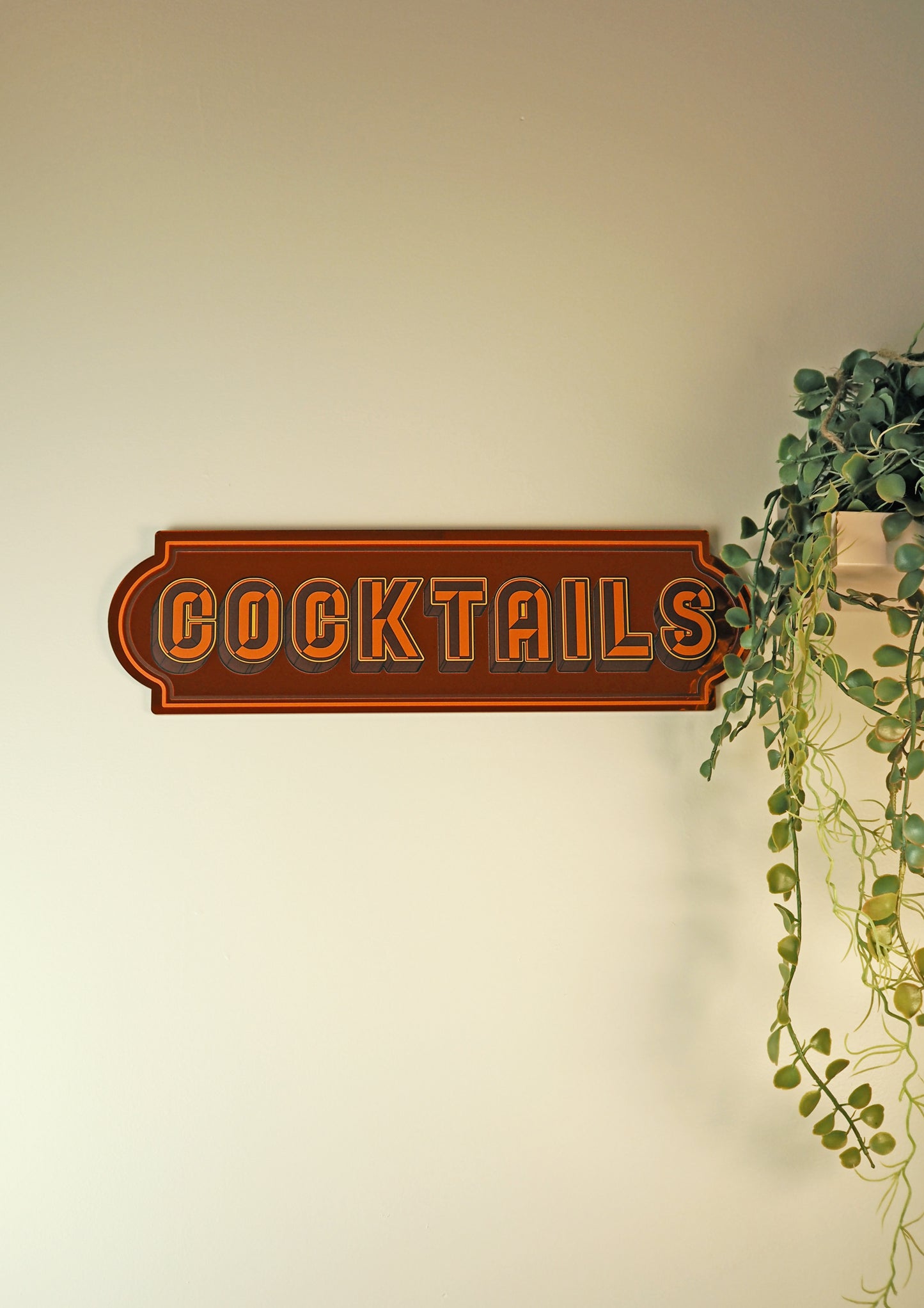 Cocktails Rectangle Sign - Groovy Orange