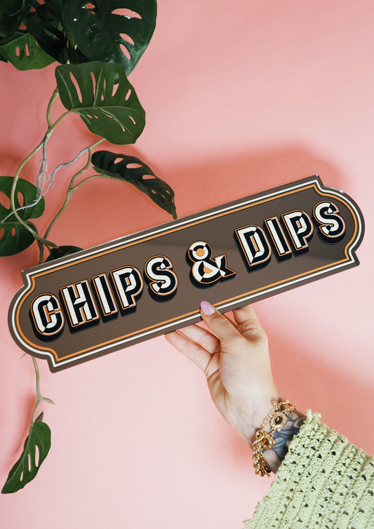 Chips & Dips Rectangle Sign - Bold Bronze