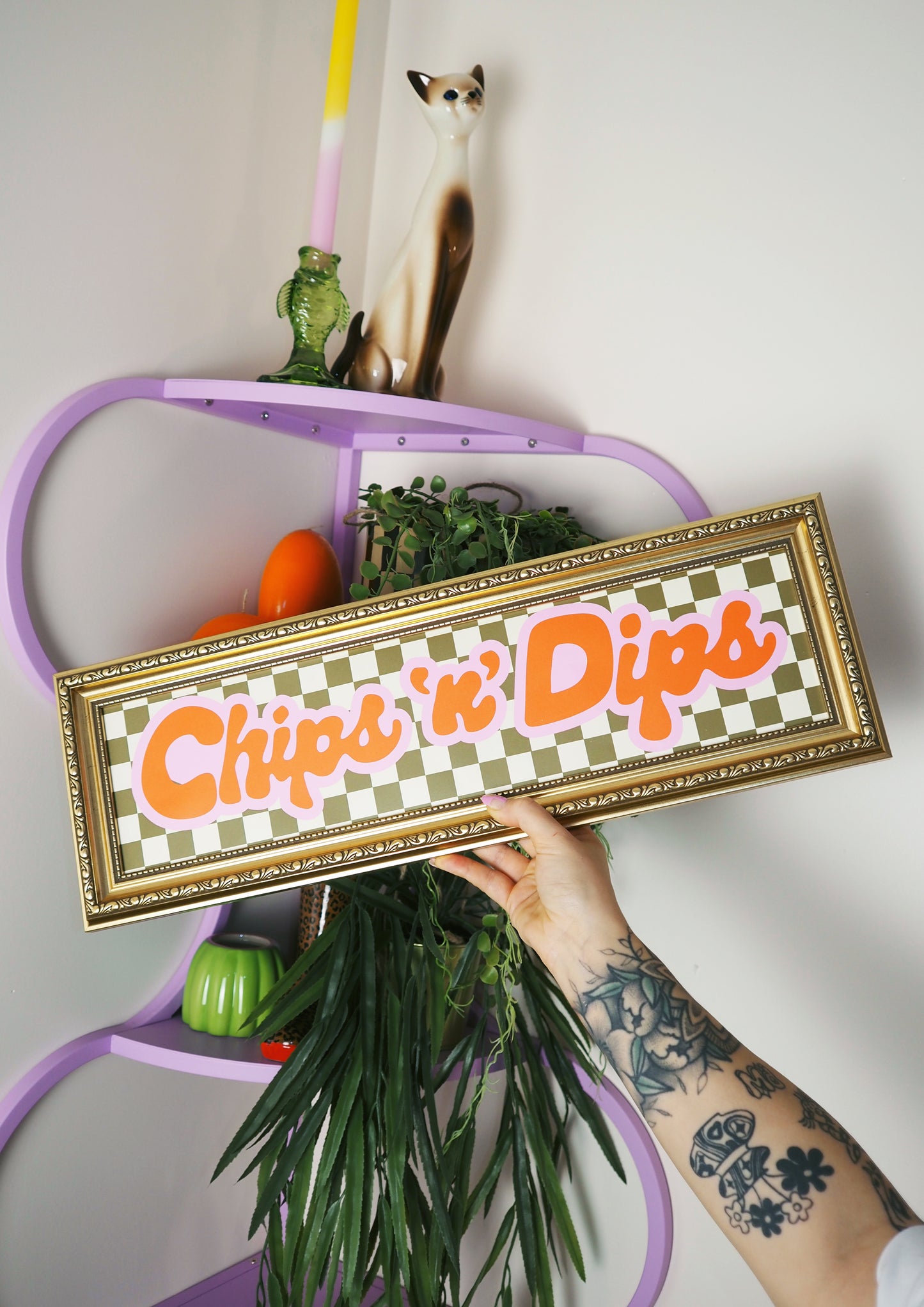 Chips & Dips Framed Rectangle Print - Olive/Orange