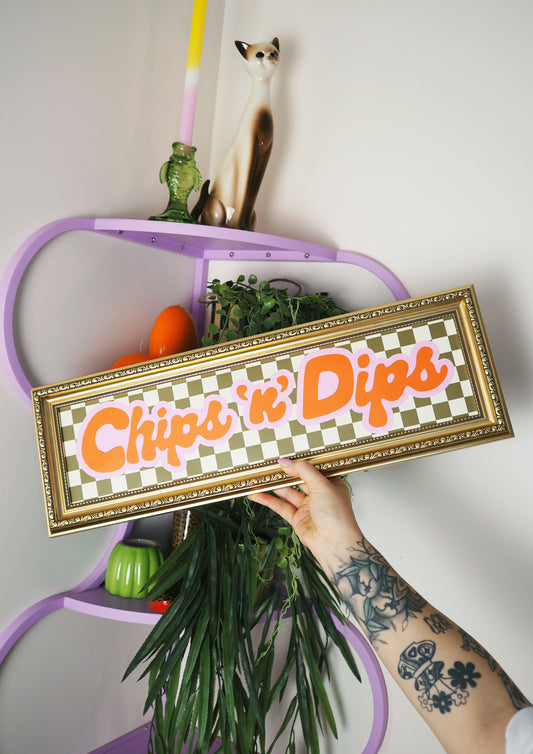 Chips & Dips Framed Rectangle Print - Olive/Orange