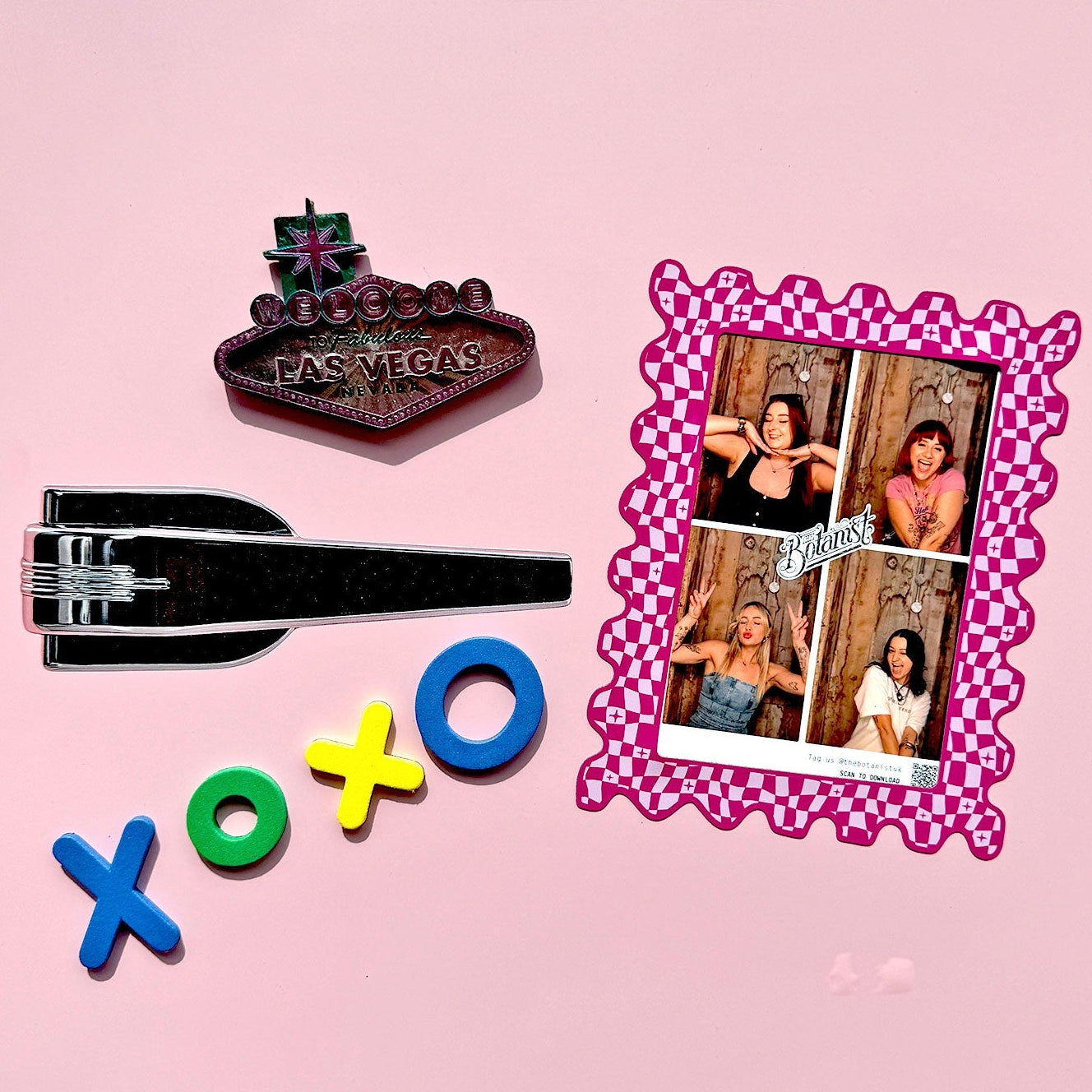 Hot Pink Check 6x4 Photo Print Magnetic Frame  - WS