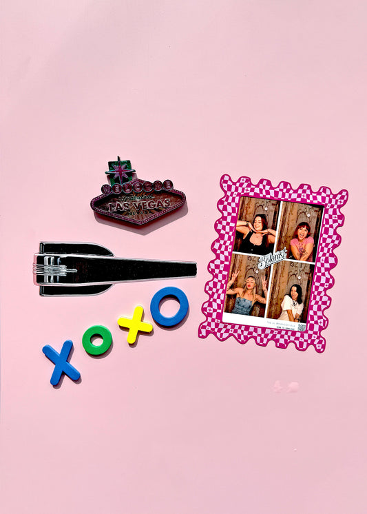 Hot Pink Check 6x4 Photo Print Magnetic Frame