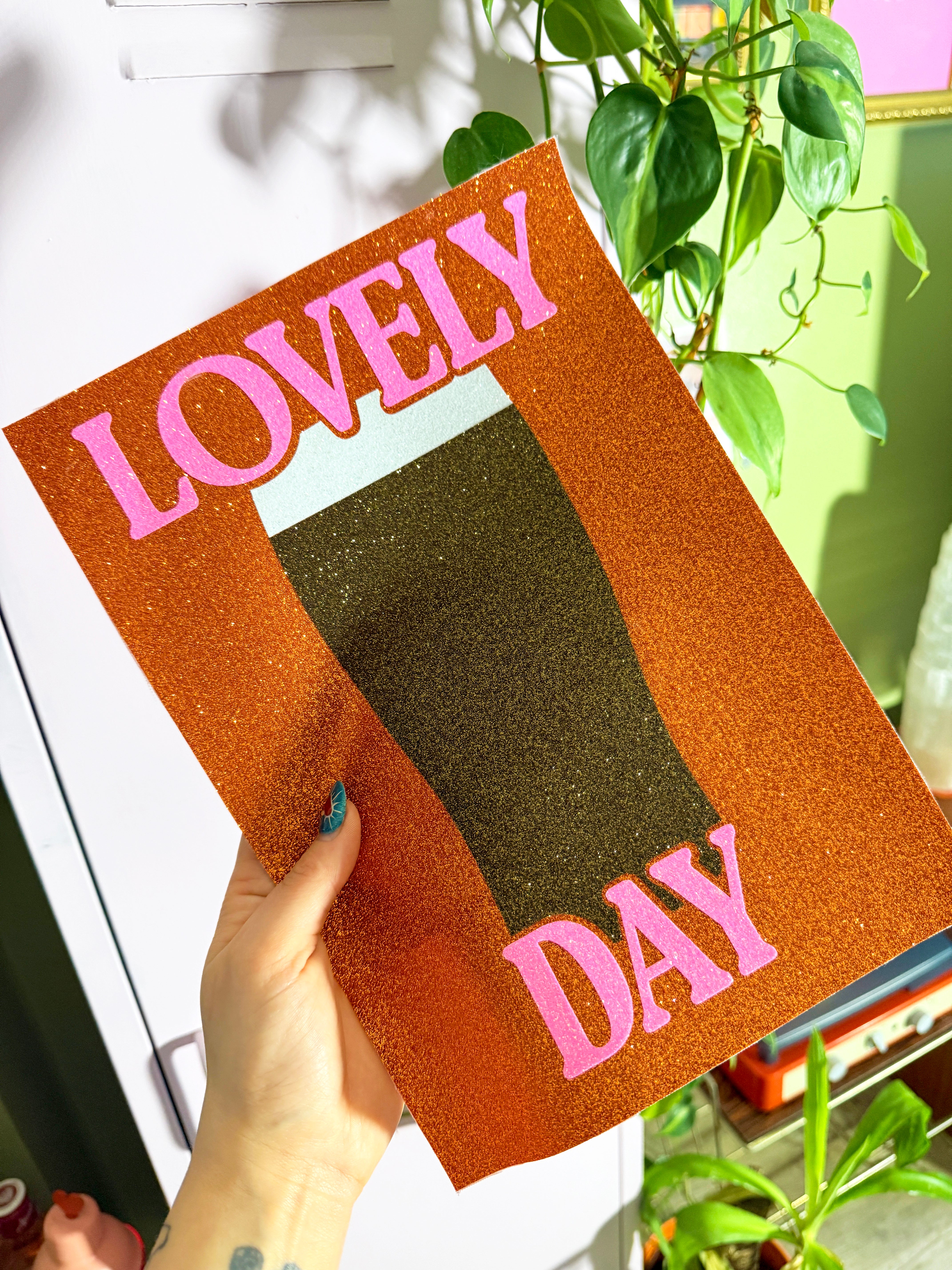 Lovely Day Guinness Brown/Pink Glitter Fabric Print – PrintedWeird