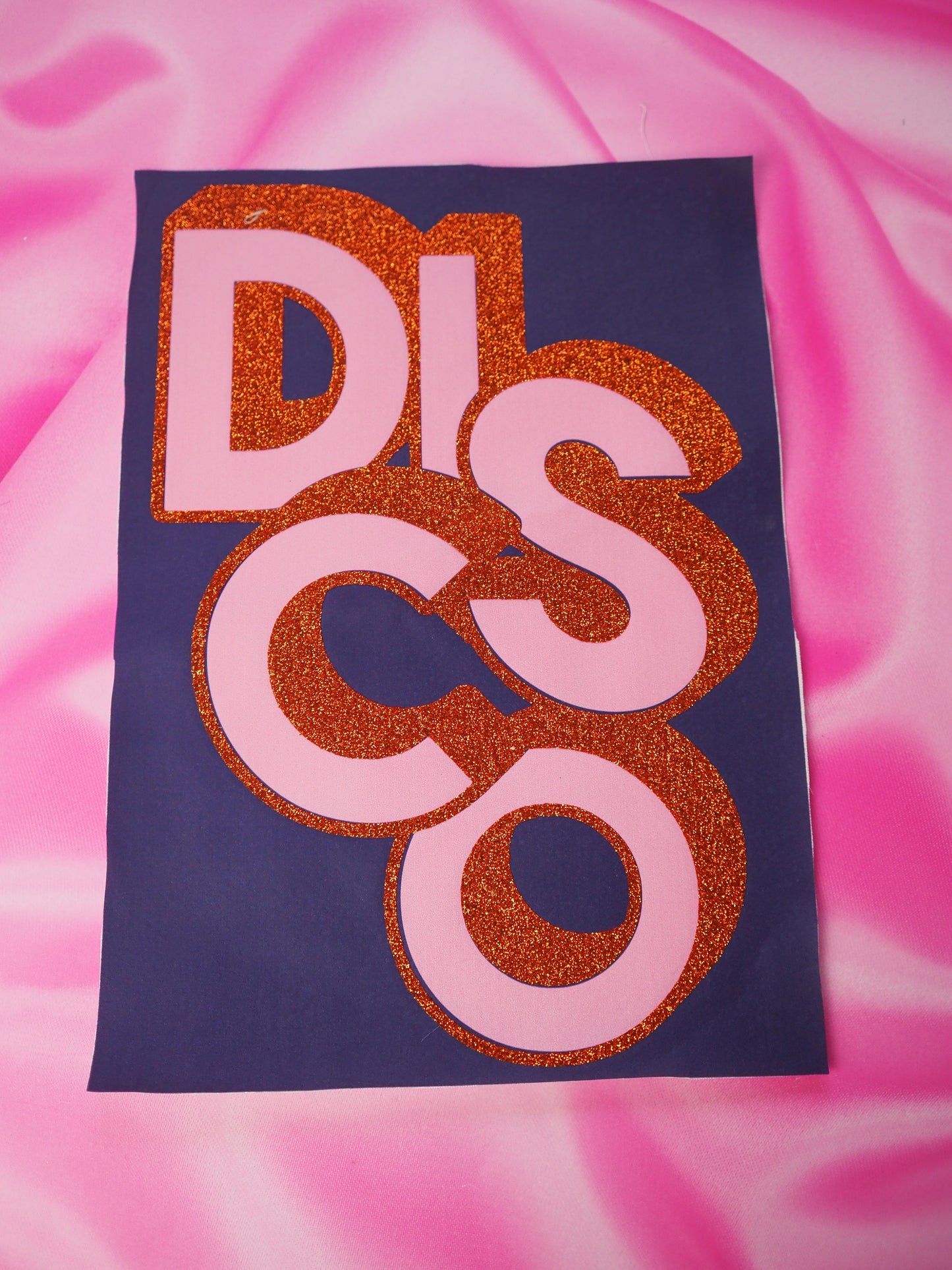 Sample Sale - Fabric Glitter Print - A4 Navy Background DISCO