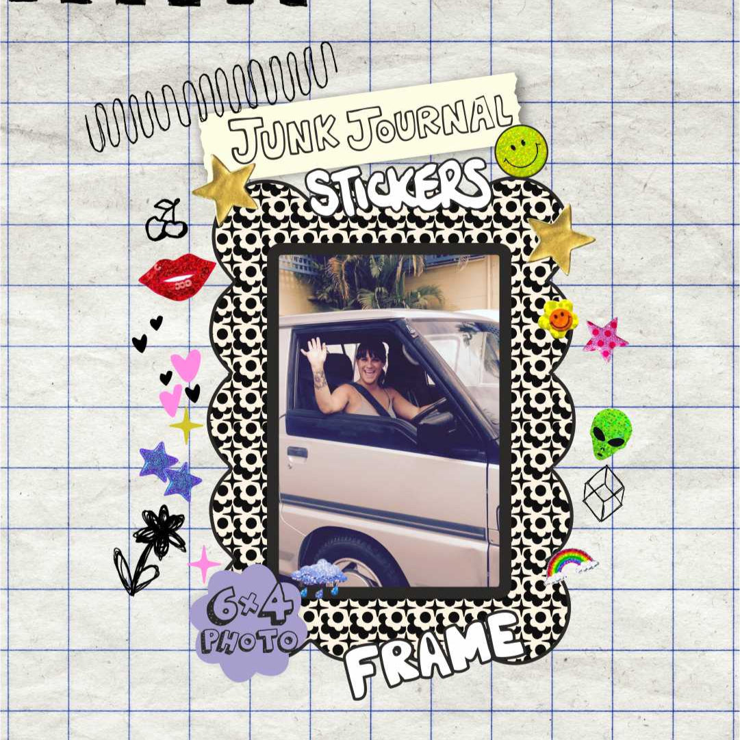 6x4 Sticker Frame - Black & White 70s Pattern