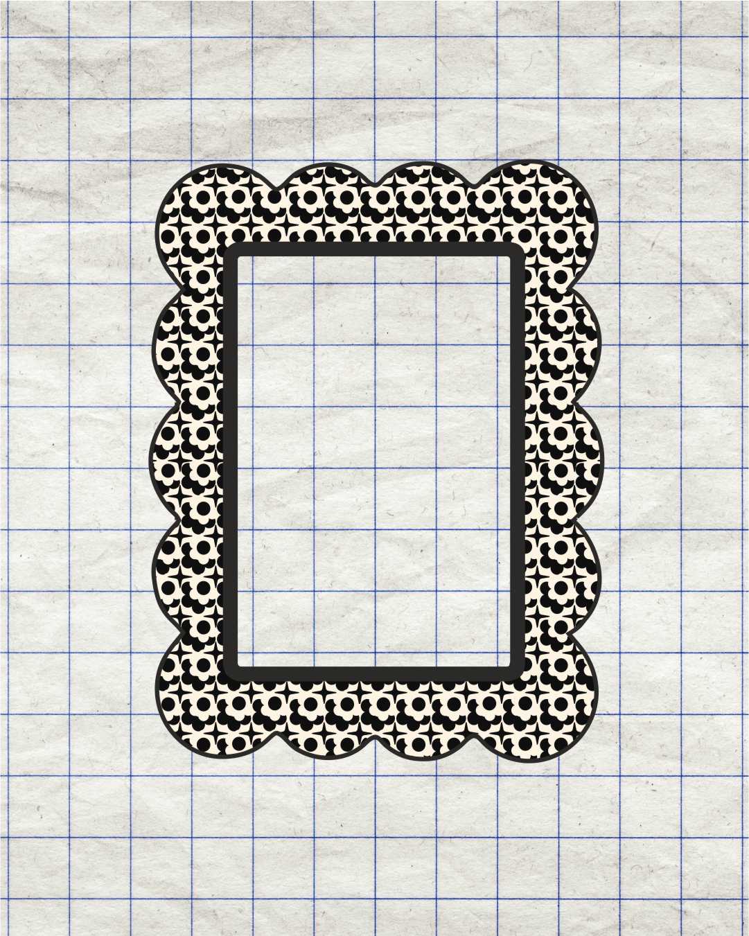 6x4 Sticker Frame - Black & White 70s Pattern
