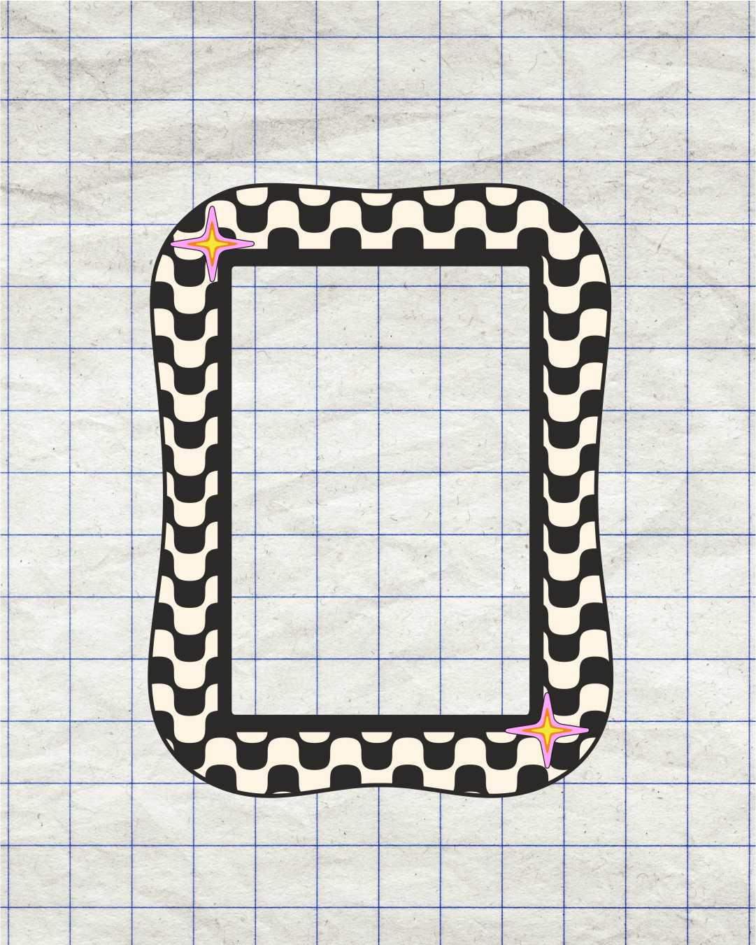 6x4 Sticker Frame - Black & White Wavy