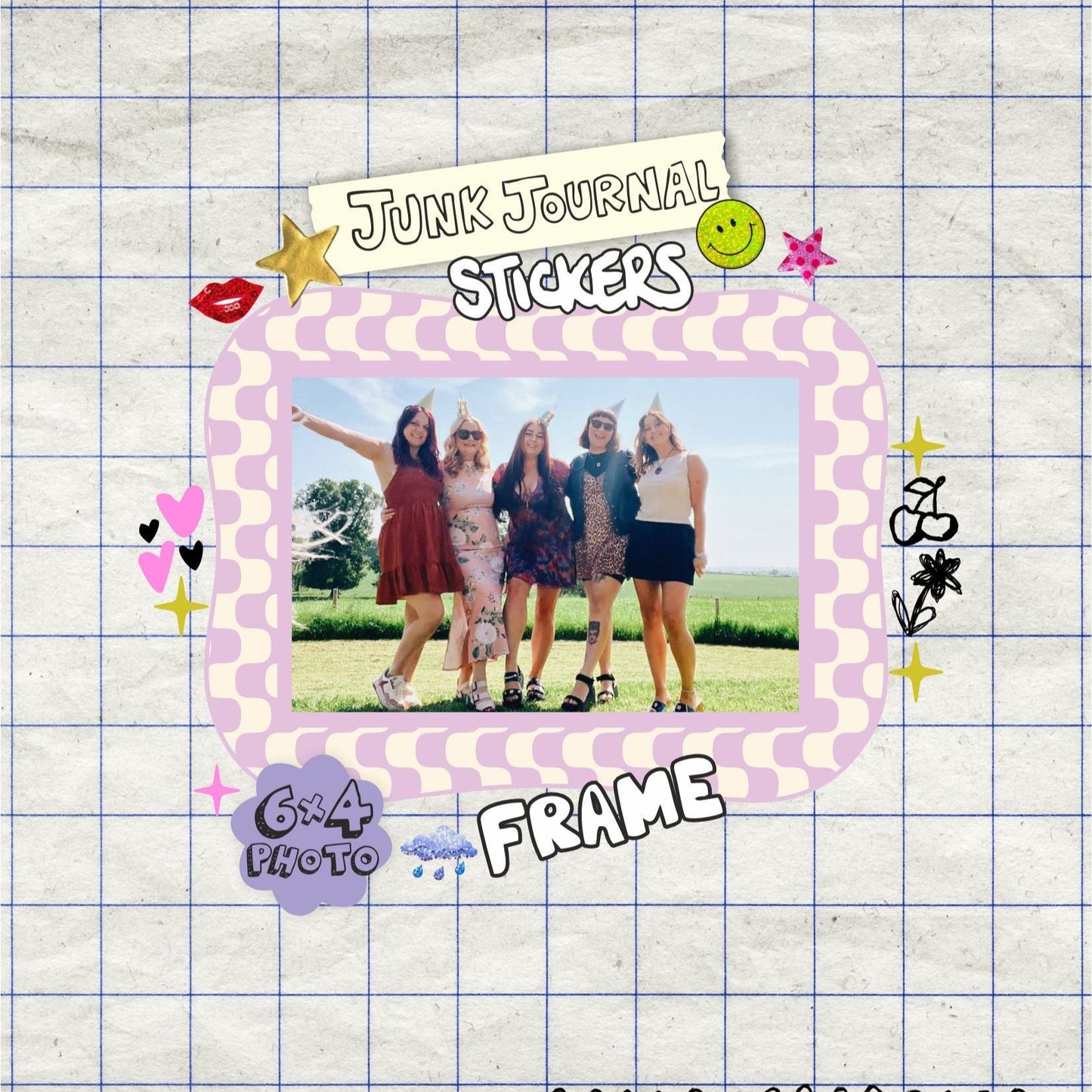 6x4 Sticker Frame - Pink & Cream Wavy - WS