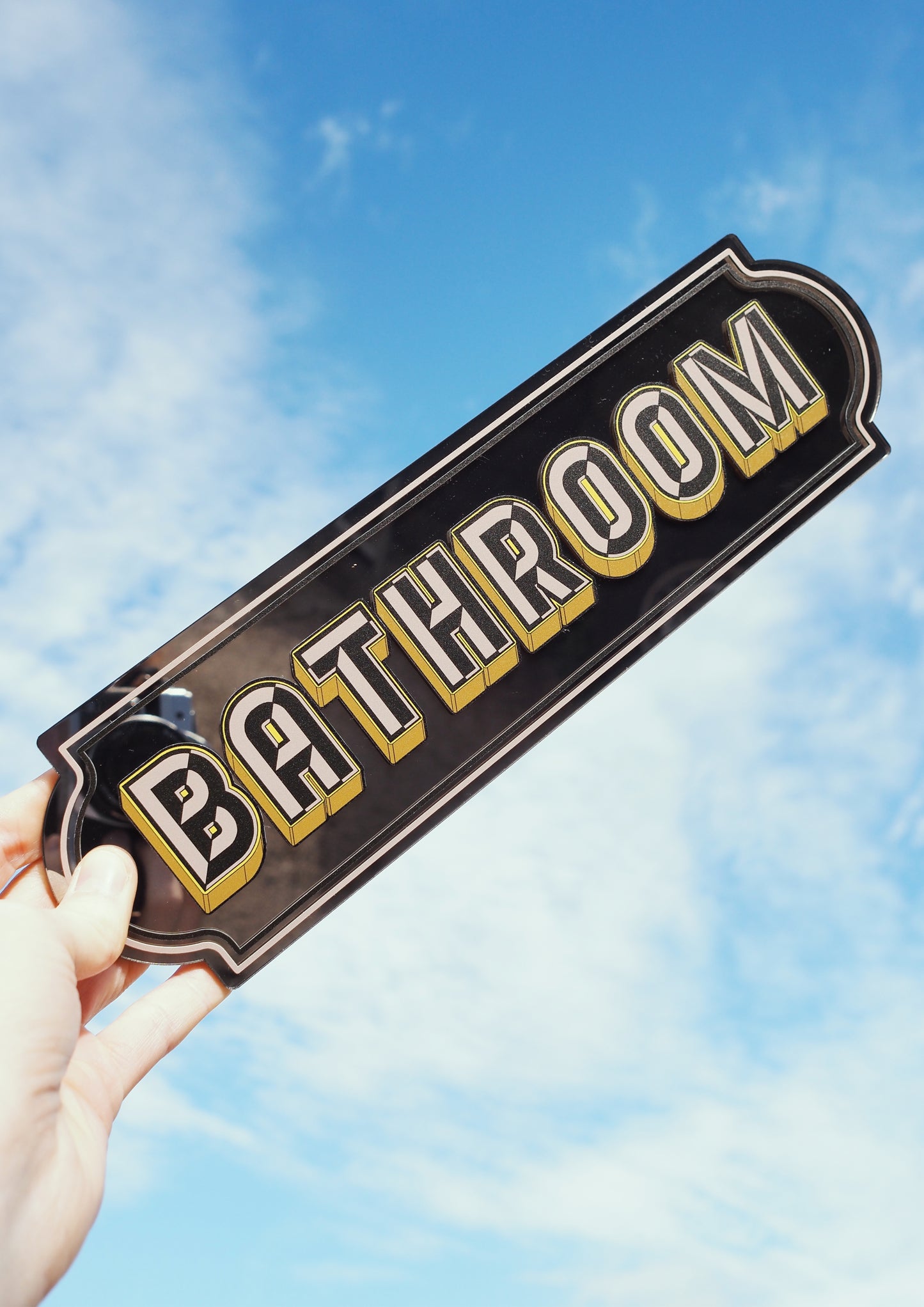 Bathroom Rectangle Sign - Bold Bronze
