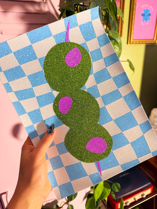 Olives Glitter Fabric Print