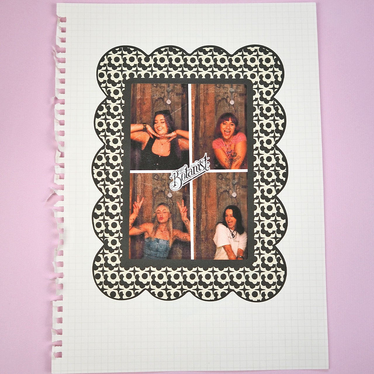 6x4 Sticker Frame - Black & White 70s Pattern