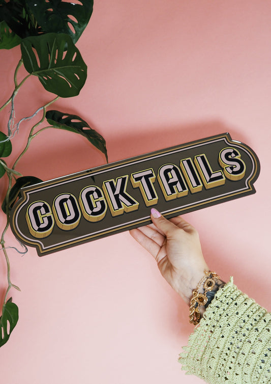 Cocktails Rectangle Sign - Bold Bronze
