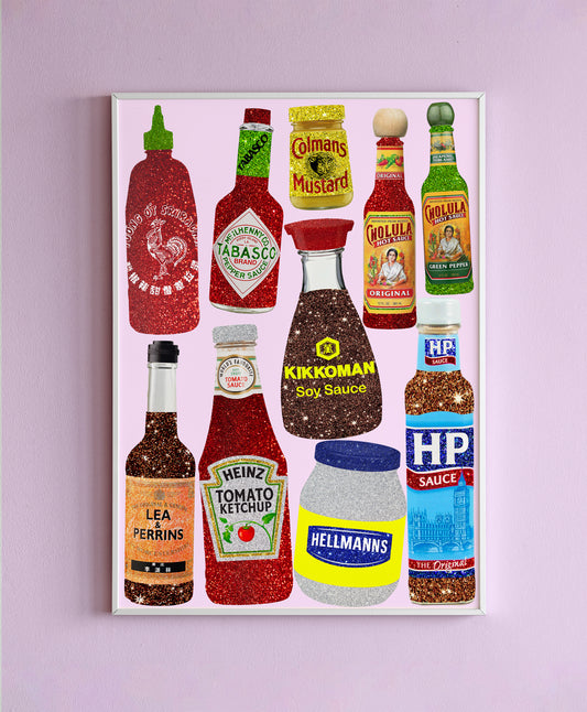Classic Glitter Sauce Condiments Wall Print
