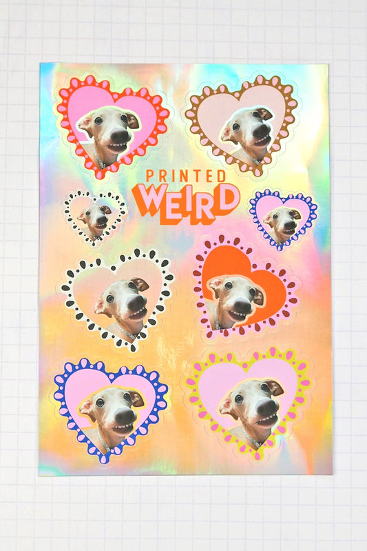 Custom Pet Frilly Heart Holographic Sticker