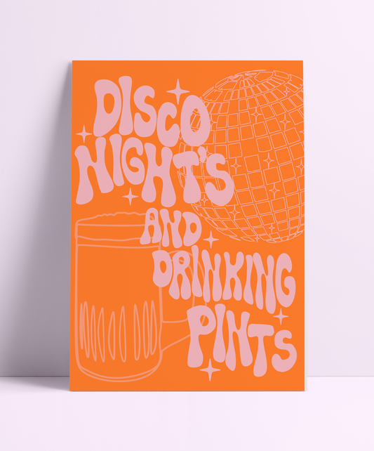 Disco Nights & Drinking Pints Collage Wall Print