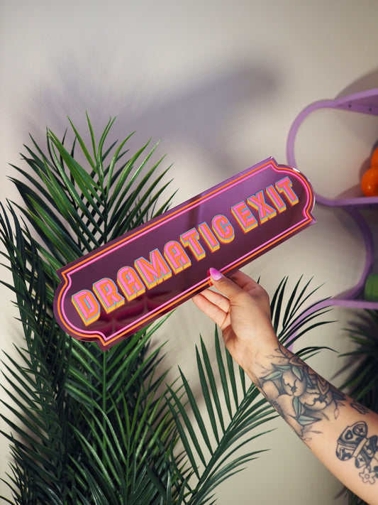 Dramatic Exit Rectangle Sign - Playful Pink