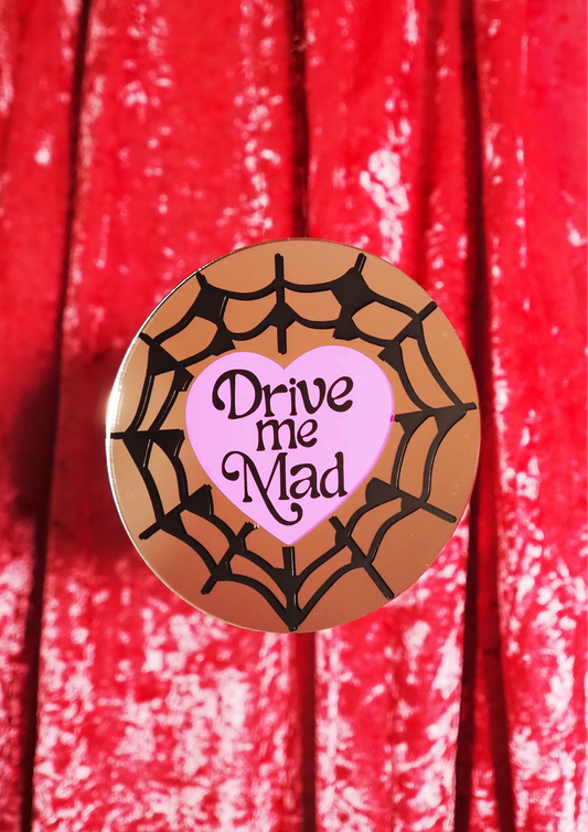 Drive Me Mad Spider Web Mini Mirror