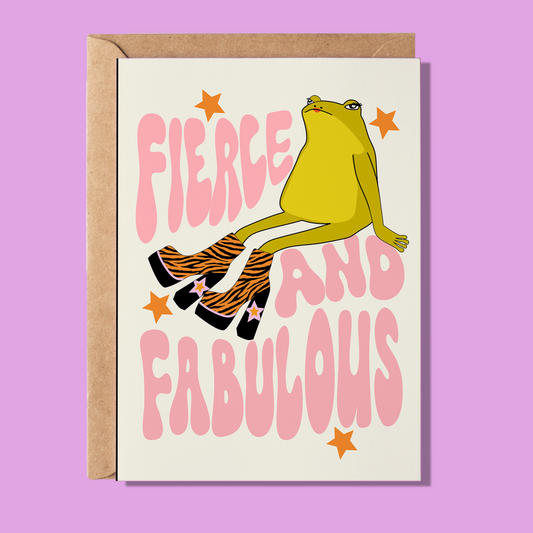 Fierce & Fabulous Frog Greeting Card