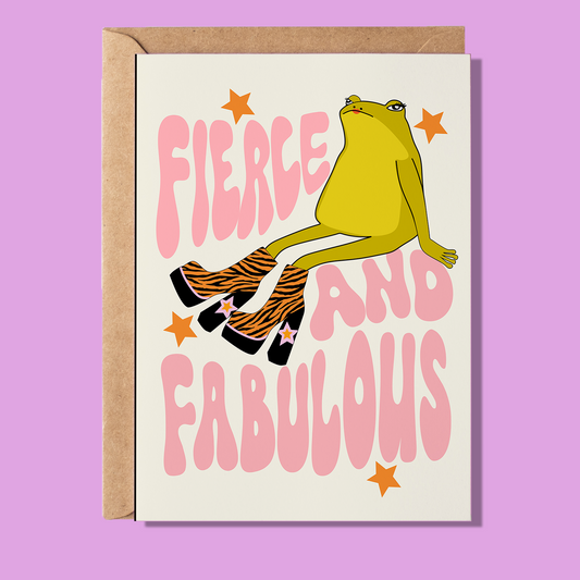 Fierce & Fabulous Frog Greeting Card
