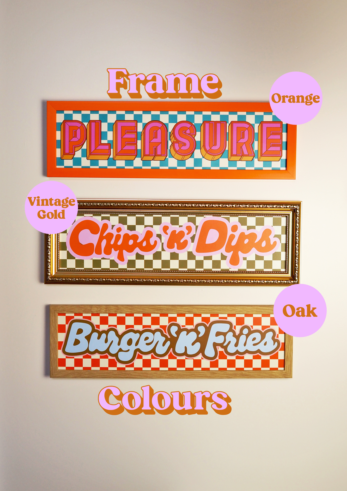 Chips & Dips Framed Rectangle Print Retro - Black/Cream