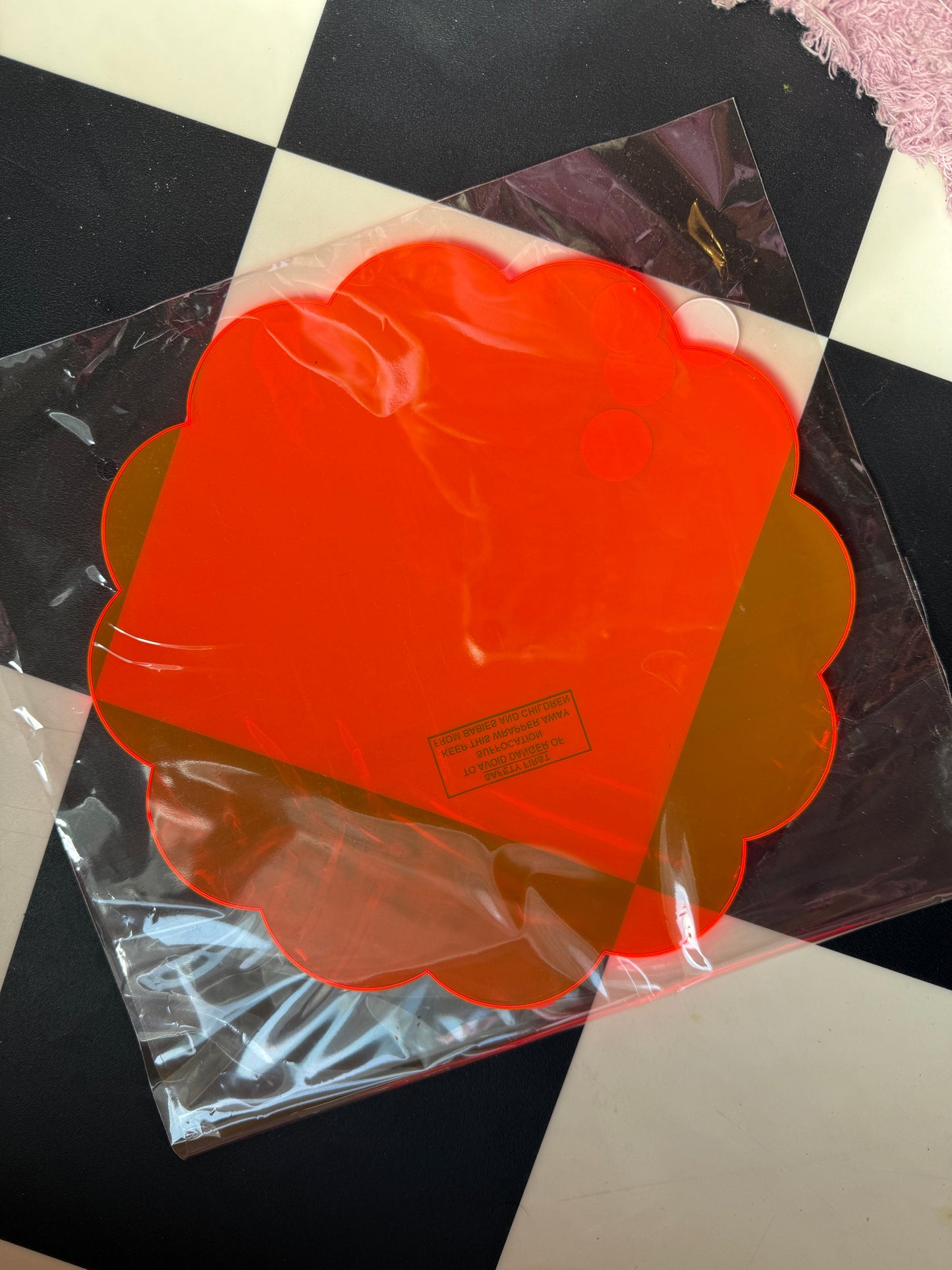 Sample Sale - Neon Orange Scallop Mirror Back
