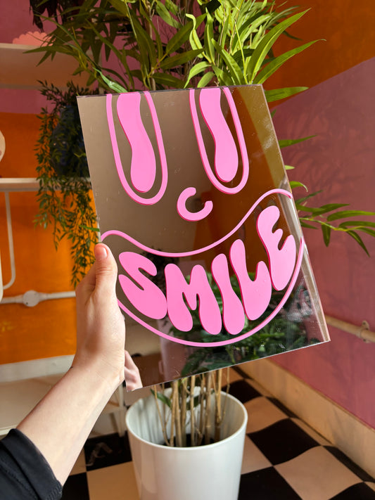A4 Mirror - Smile mouth pink