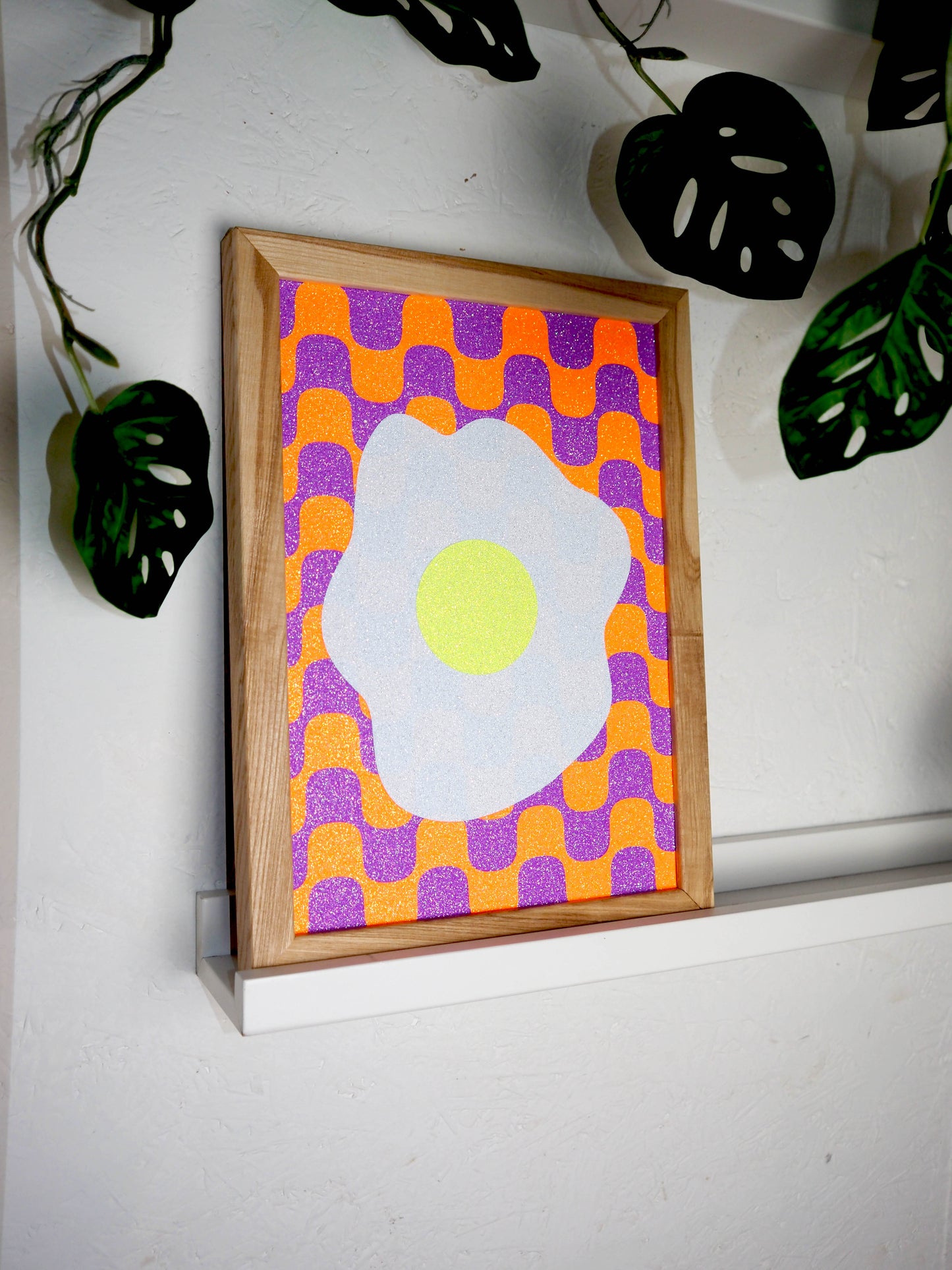 Fried Egg Glitter Fabric Print