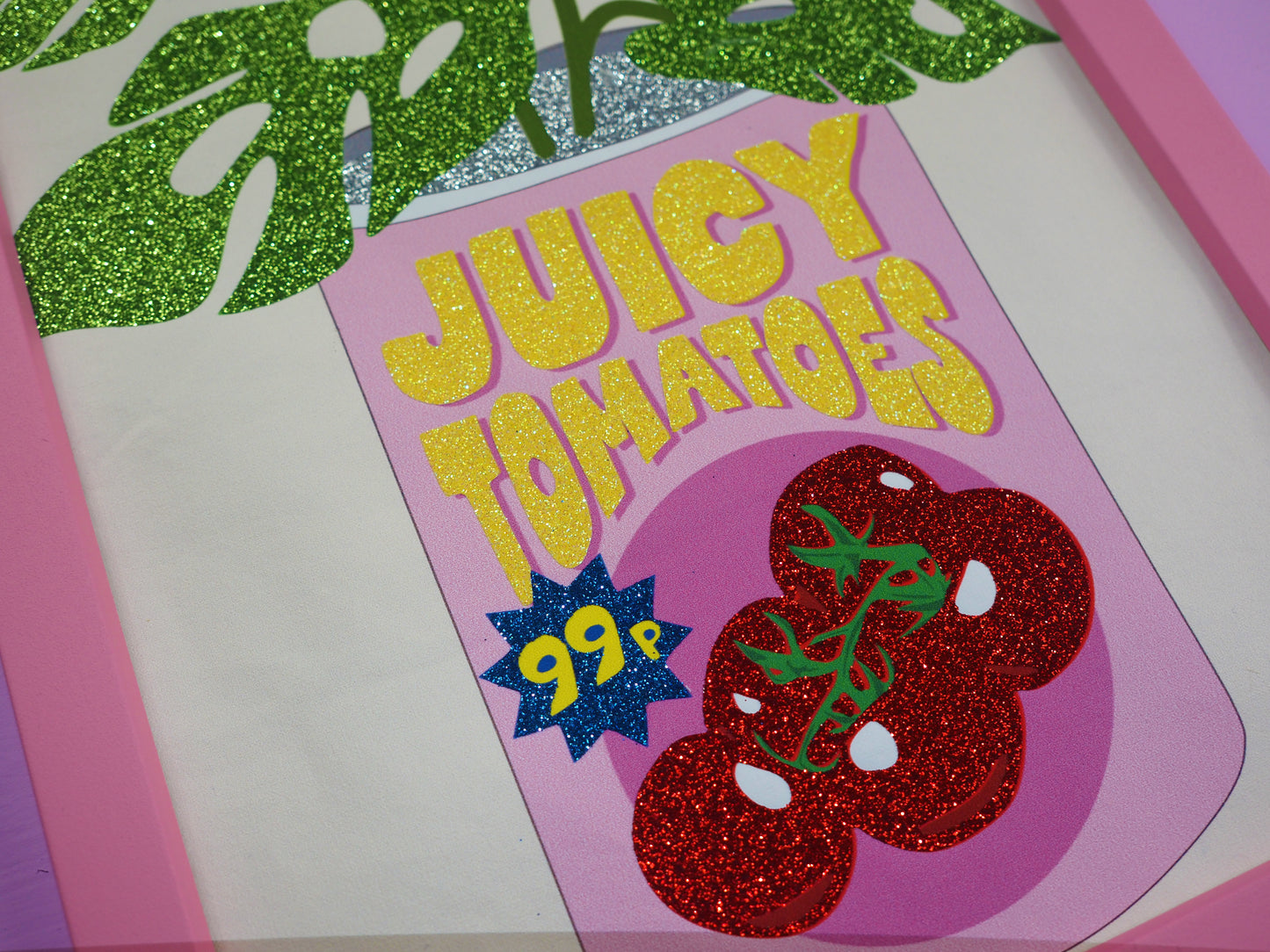Juicy Tomatoes Glitter Fabric Print