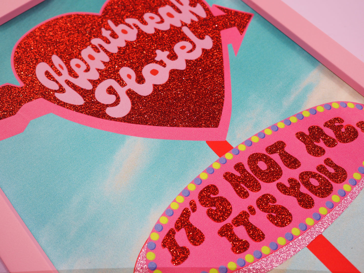 Retro Heartbreak Hotel Glitter Fabric Print