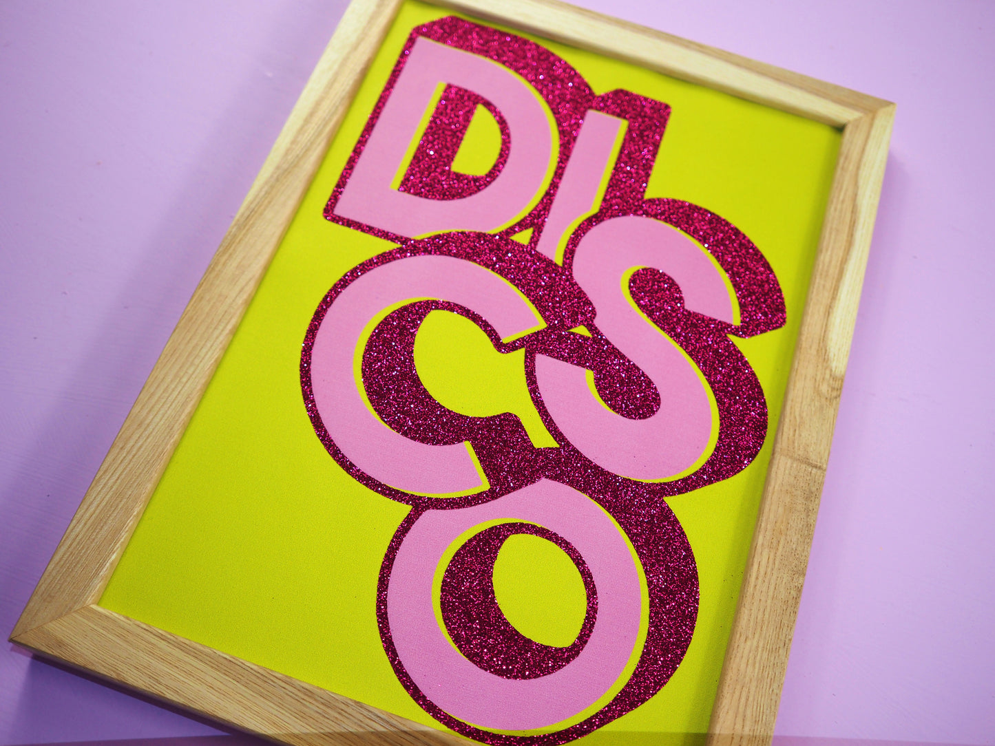 DISCO Lime & Pink Glitter Fabric Print