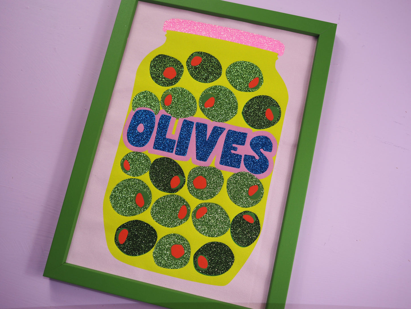 Olives Glitter Fabric Print