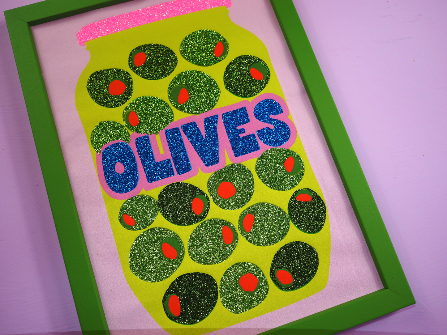 Olives Glitter Fabric Print