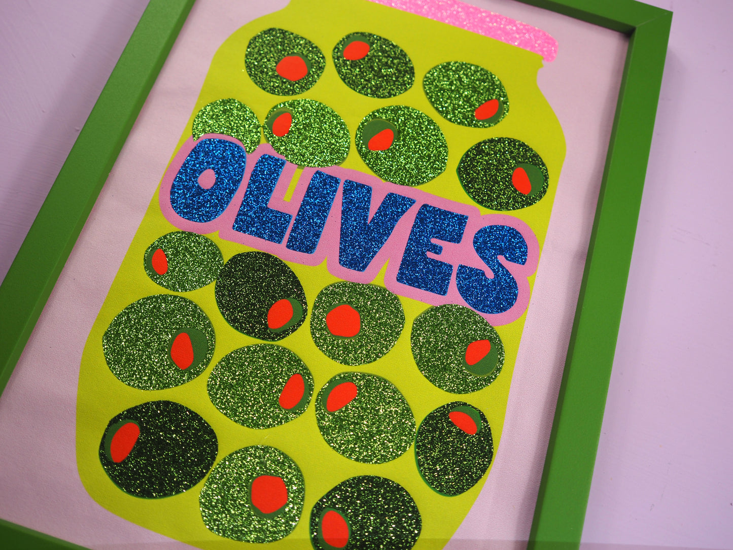 Olives Glitter Fabric Print