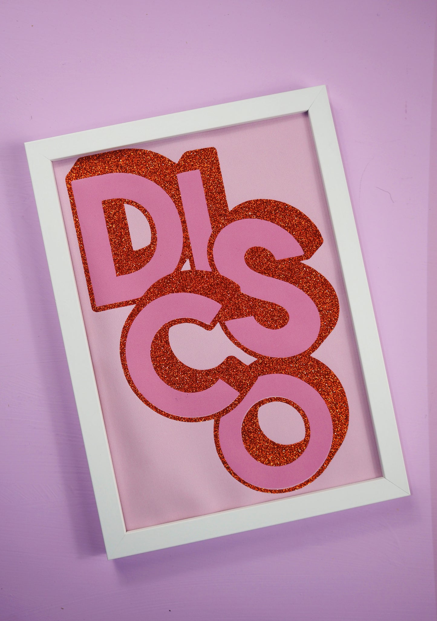 DISCO Pink & Copper Glitter Fabric Print