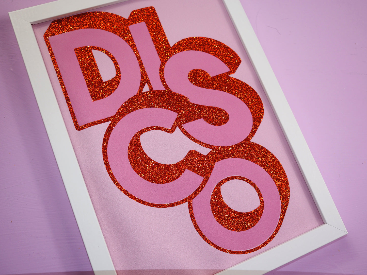 DISCO Pink & Copper Glitter Fabric Print