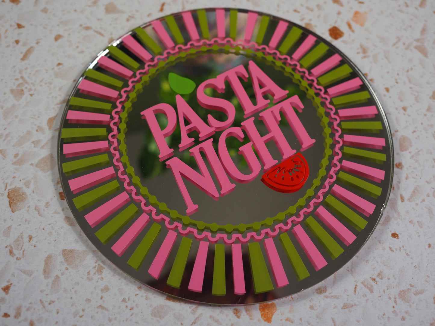 Pasta Night Dinner Plate Disc Mirror
