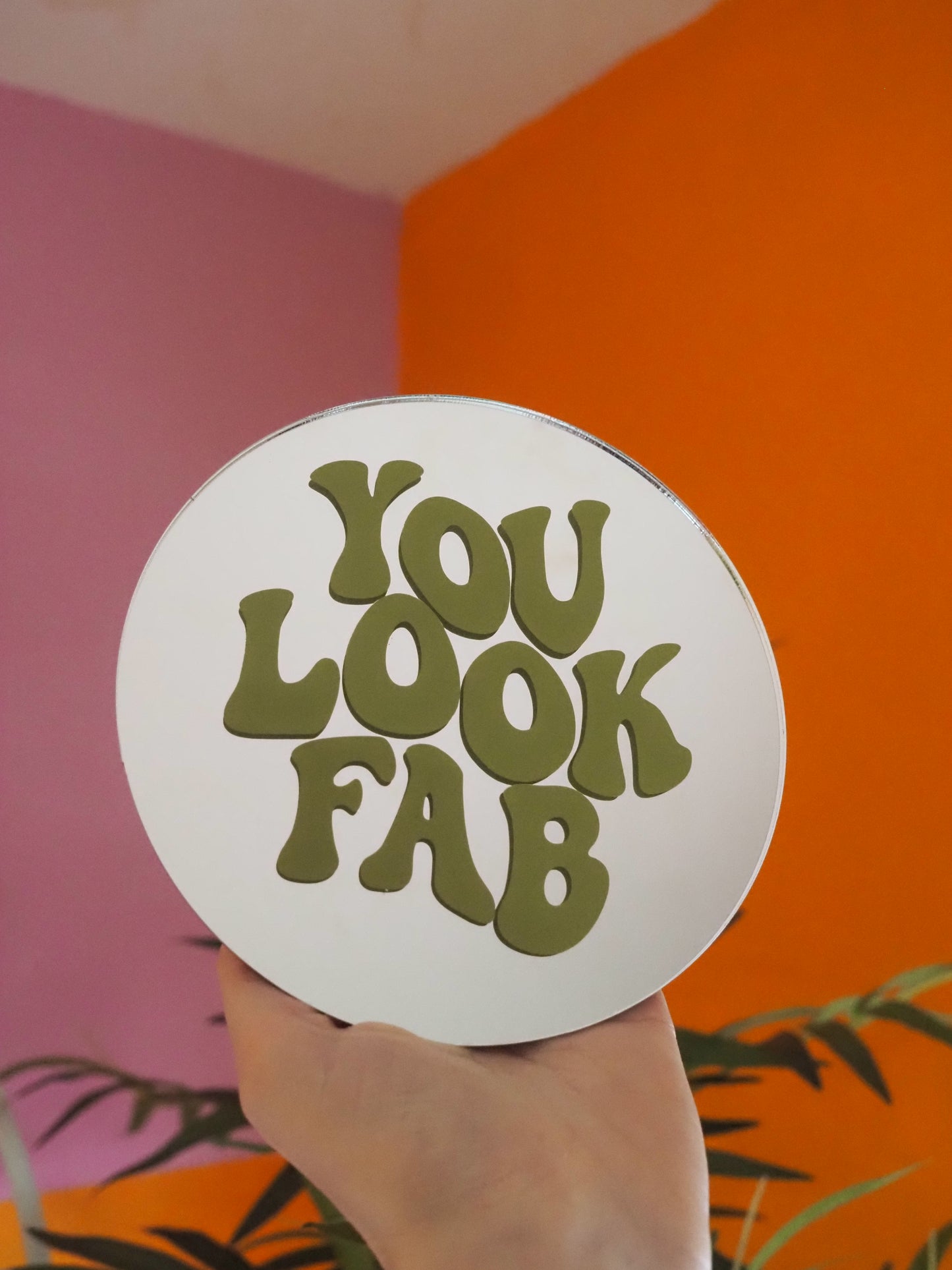 You look fab mini mirror - olive green