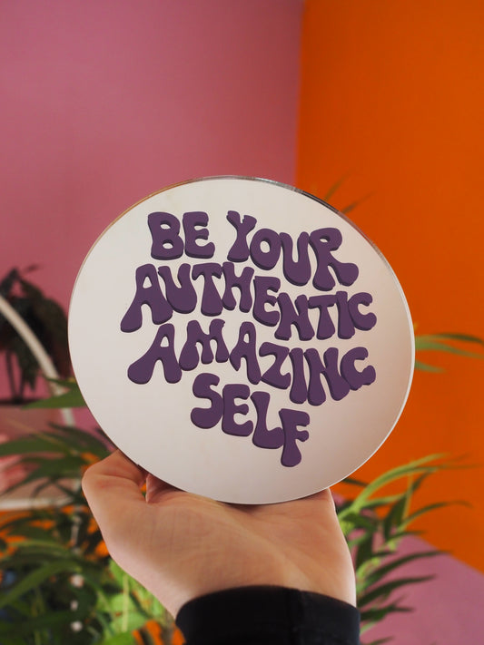 Be your authentic amazing self mini mirror - purple