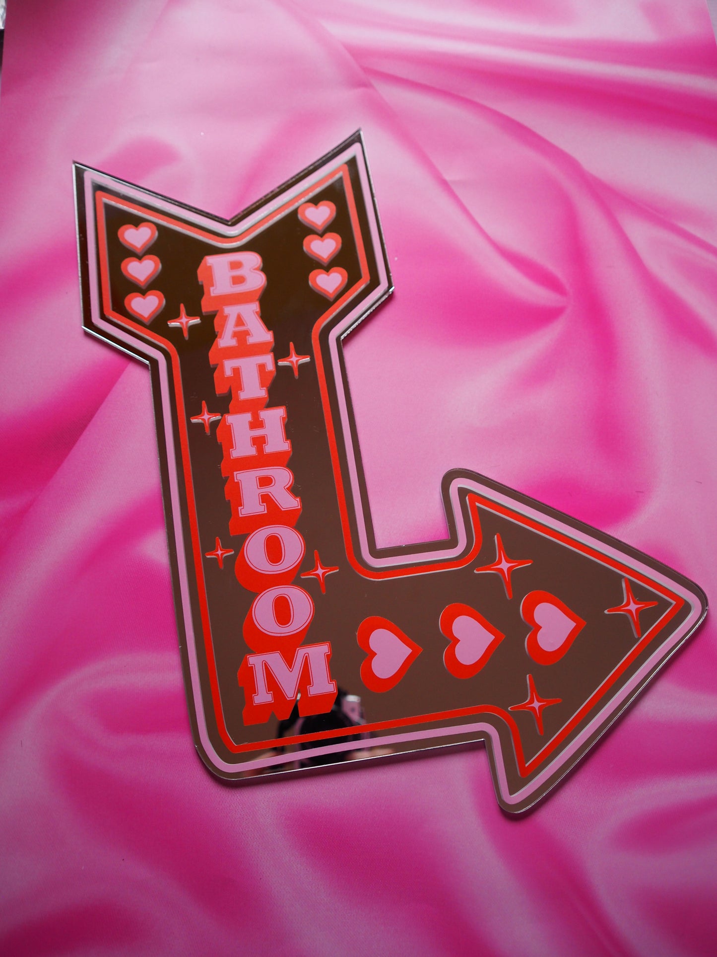 Sample Sale - Large Arrow - Bathroom Red & Pink
