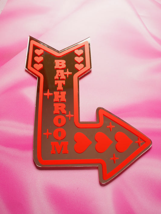 Sample Sale Mirror - A4 Bathroom Arrow - Red
