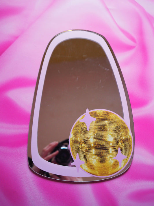 B Grade - Sample Sale - Oval Pink Border With Gold Disco Ball