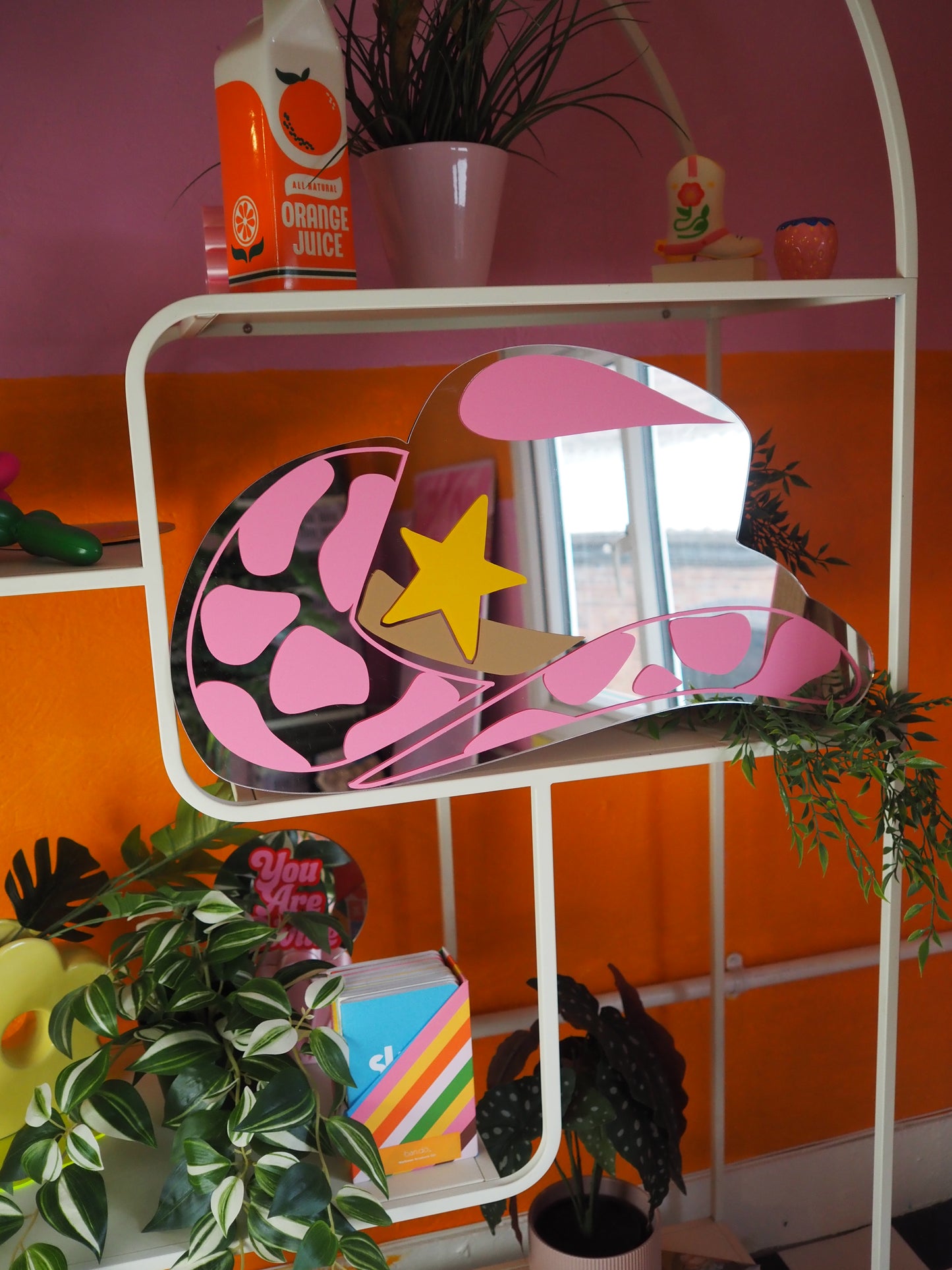 Sample Sale Mirrors - XL Cowboy Hat - Pink
