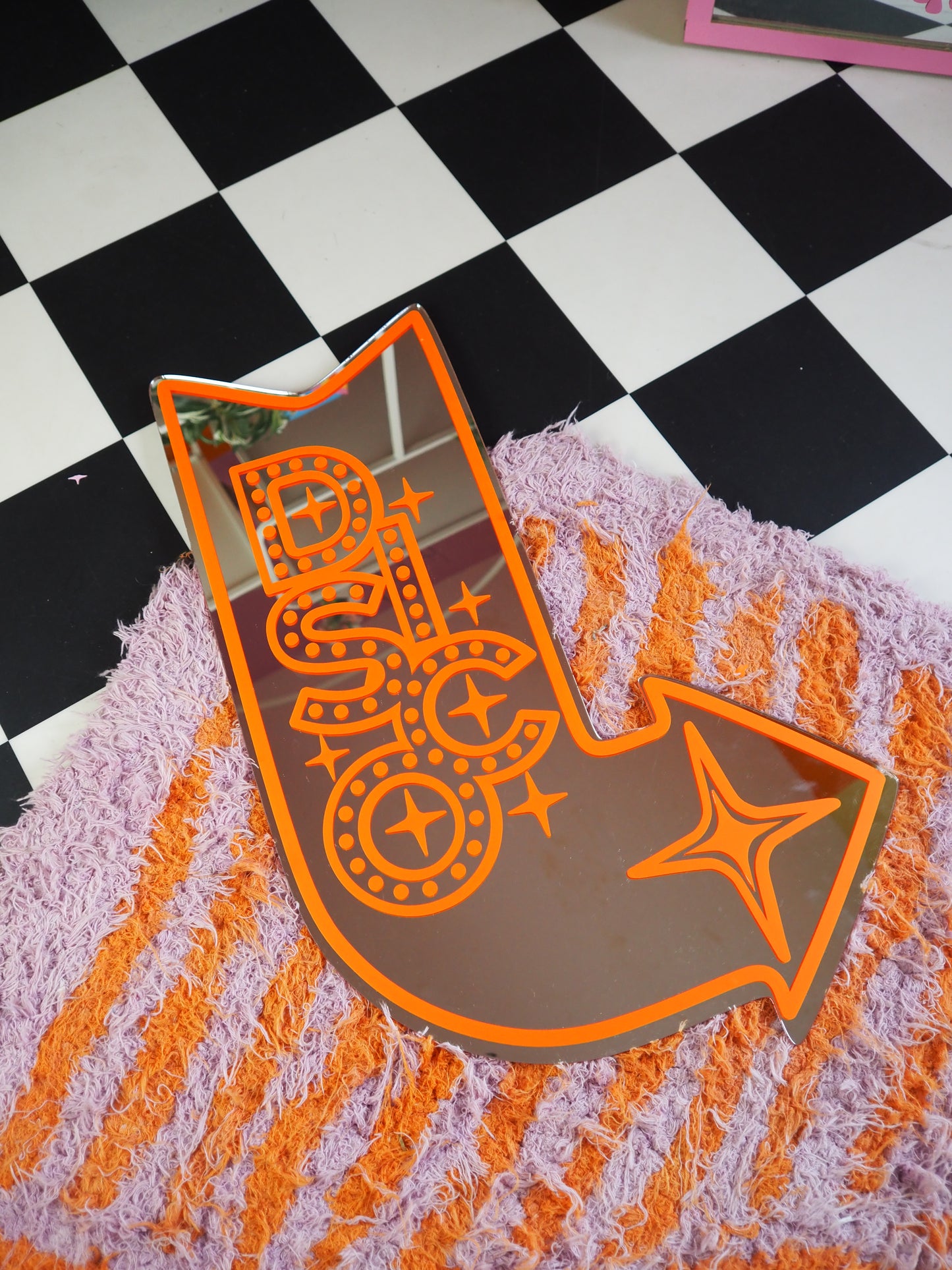 B GRADE - Sample Sale Mirrors -  XL - Disco Arrow - Orange