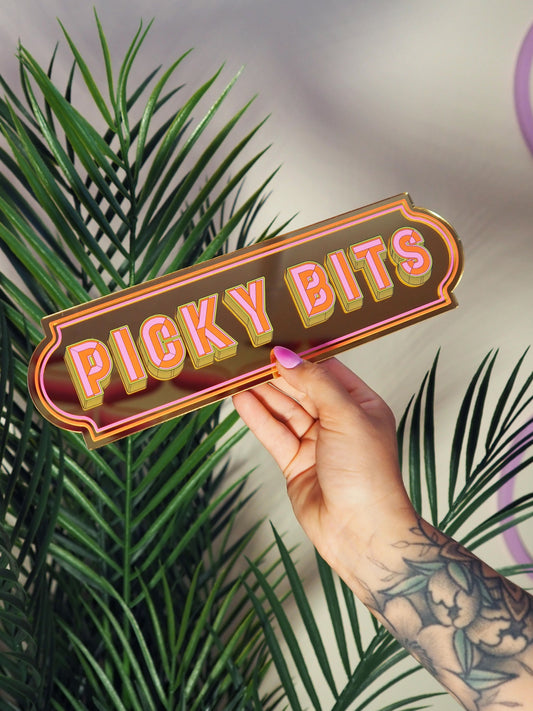 Picky Bits Rectangle Sign - Warm Gold