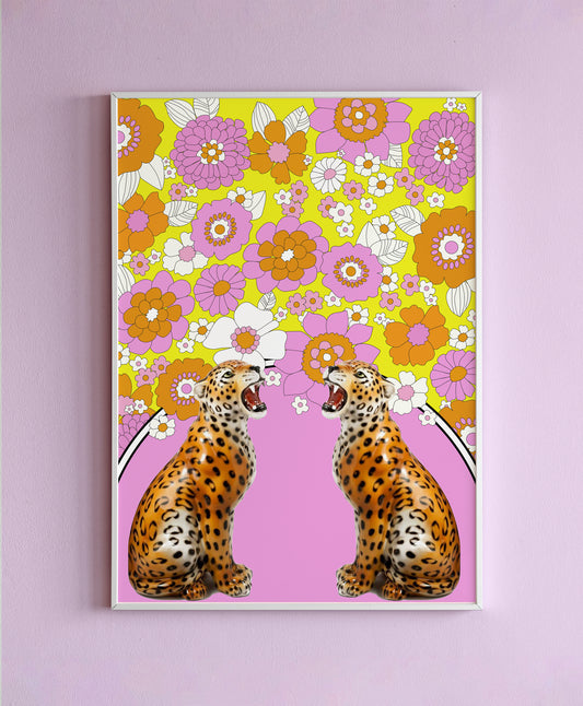 Retro 60s Leopard Wall Print