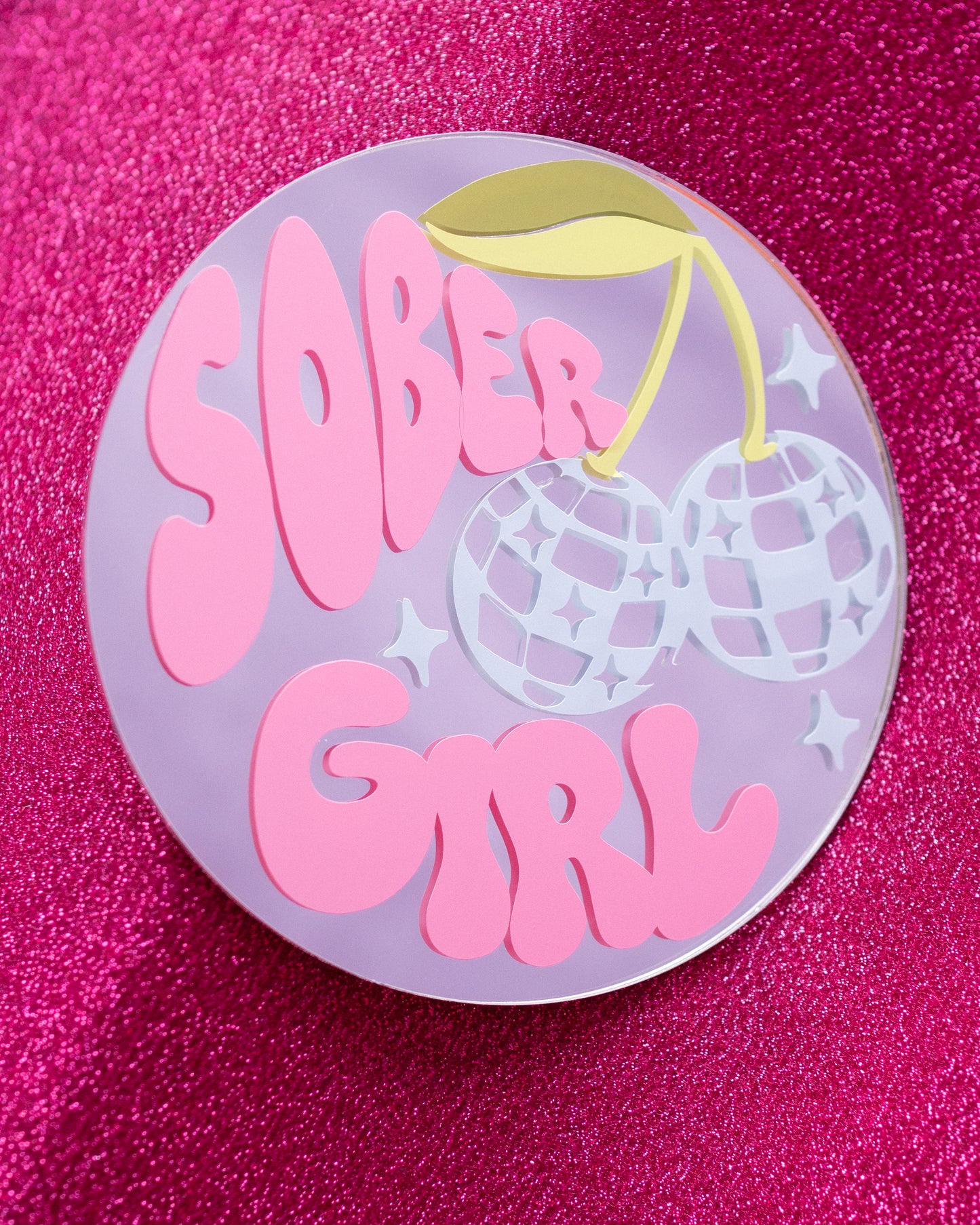 Sober Girl Society x Printed Weird - Disco Cherries Mini Mirror