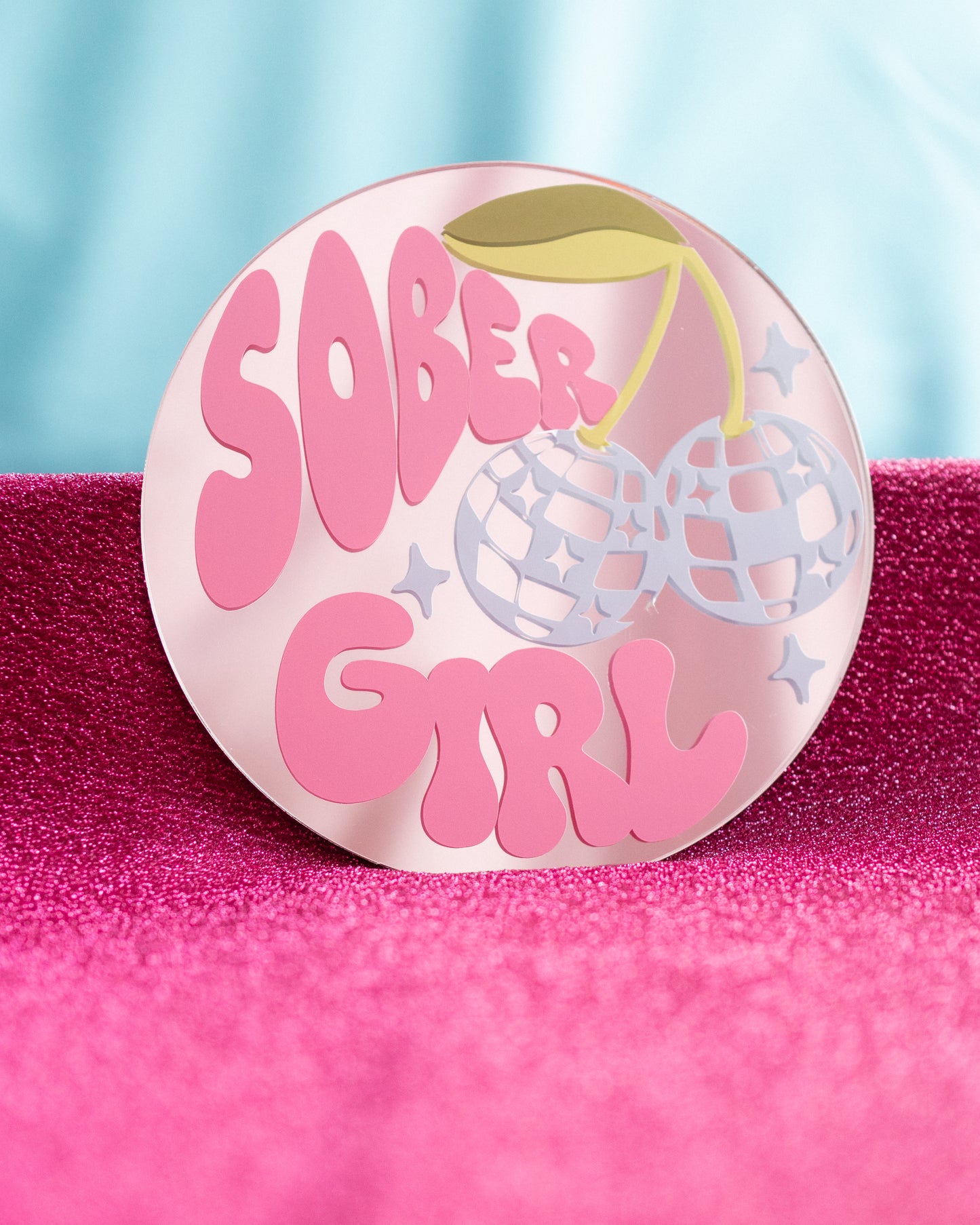 Sober Girl Society x Printed Weird - Disco Cherries Mini Mirror
