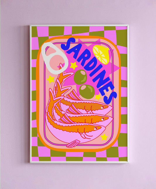 Retro Sardines Tin Wall Print